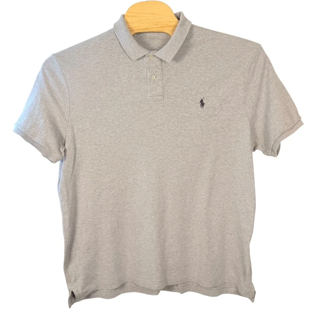 Polo Ralph Lauren Polo Shirt Mens XL Gray Classic Cotton Short Sleeve Solid Prep